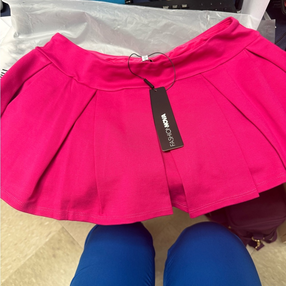 Fashion Nova Fuchsia Skater Skirt